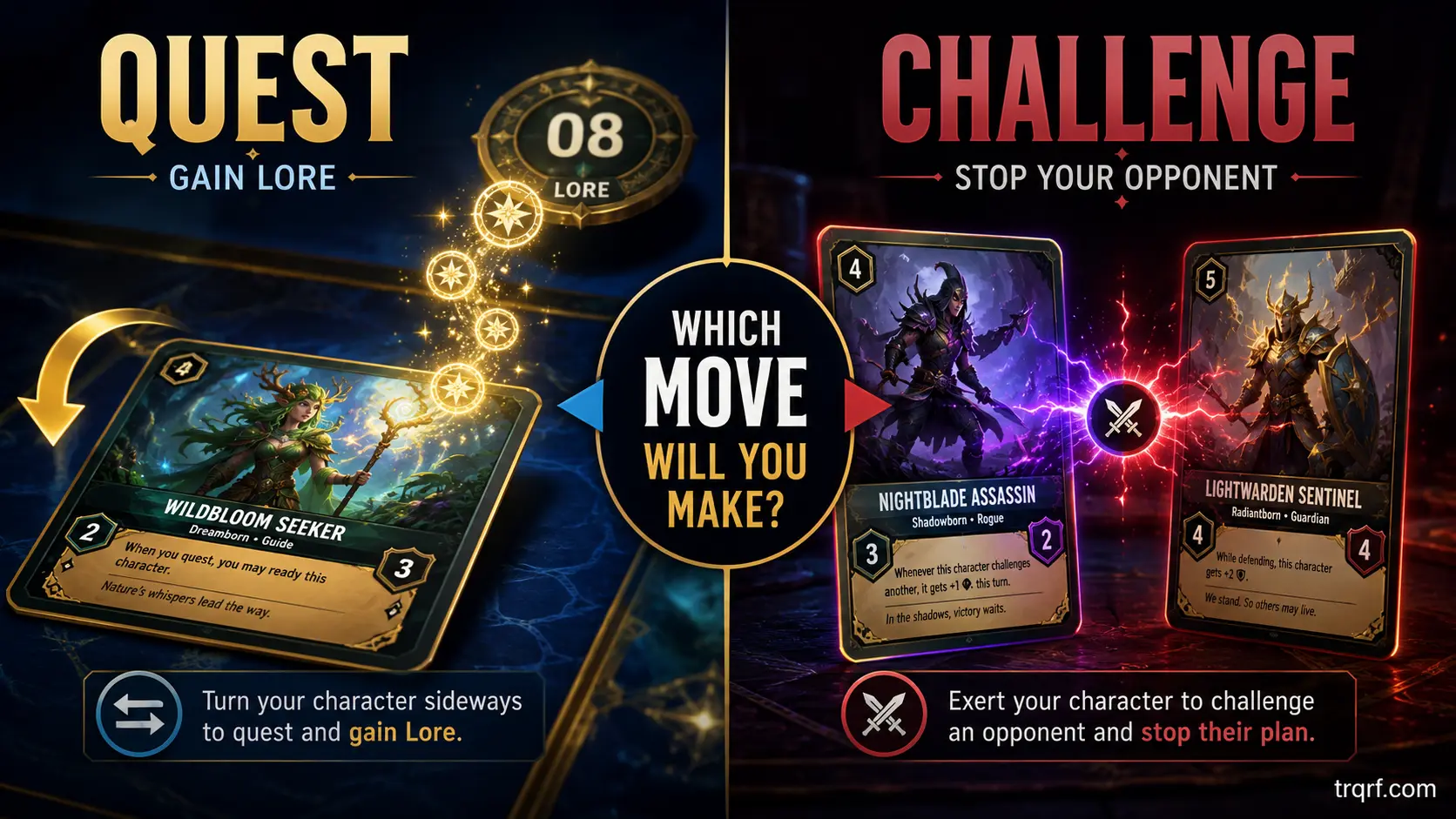 Lorcana questing for lore and challenging opposing characters