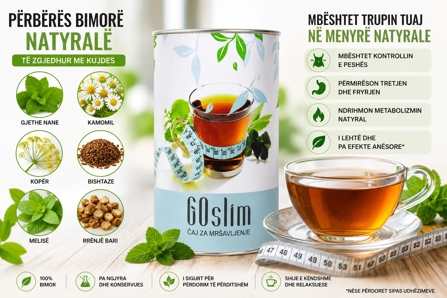 Përbërësit bimorë të çajit Go Slim